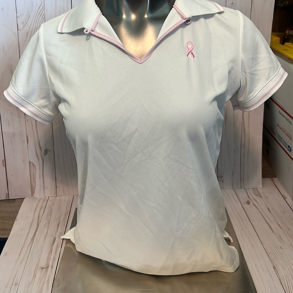 Lady Hagen breast cancer golf polo